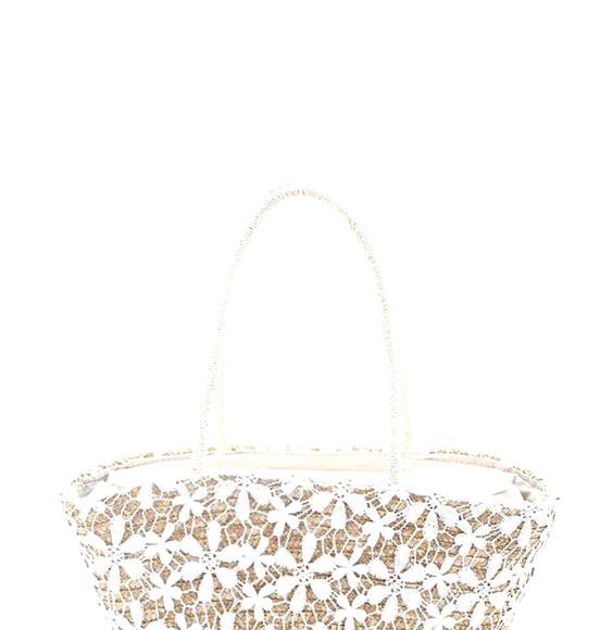 Stylish Floral Straw Design Handle Tote Bag - Picture 5 of 5